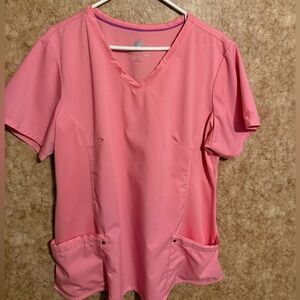 Healing Hands Peach V-Neck Short Sleeve Scrub Top